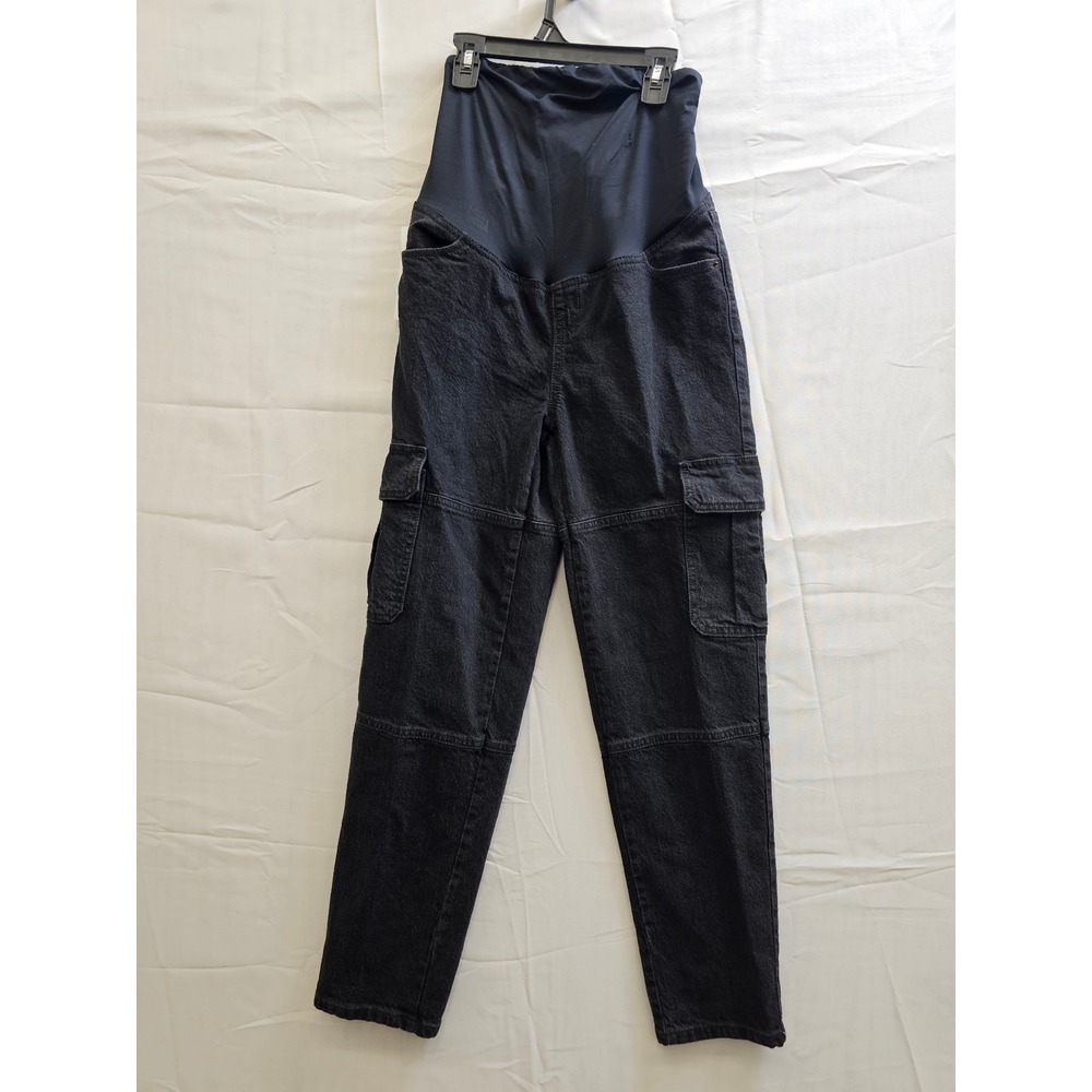 Isabel by Ingrid & Isabel Womens Maternity 90s Straight Cargo Jeans Black Size 2